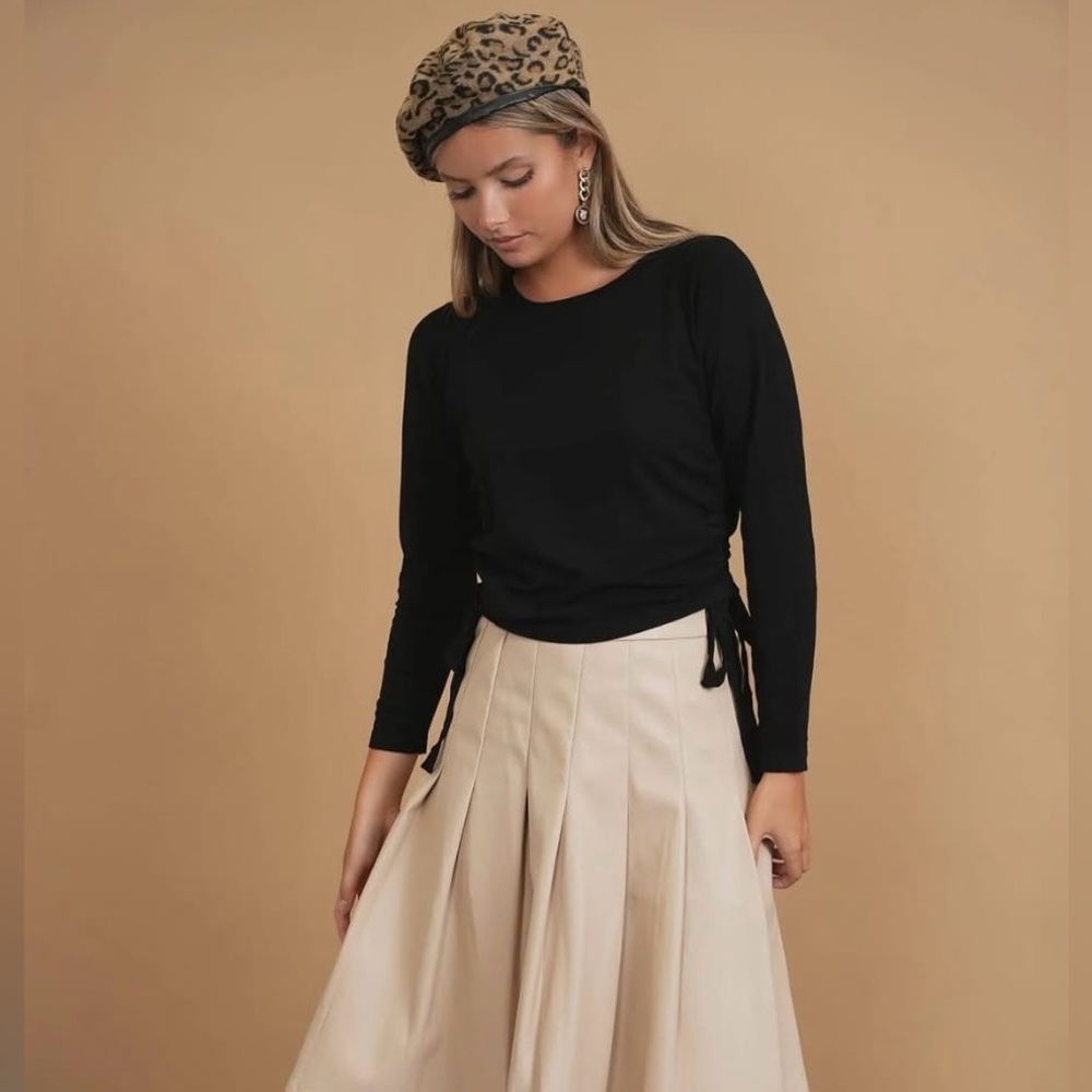 Bliss Long Sleeve Side Ruched Sweater